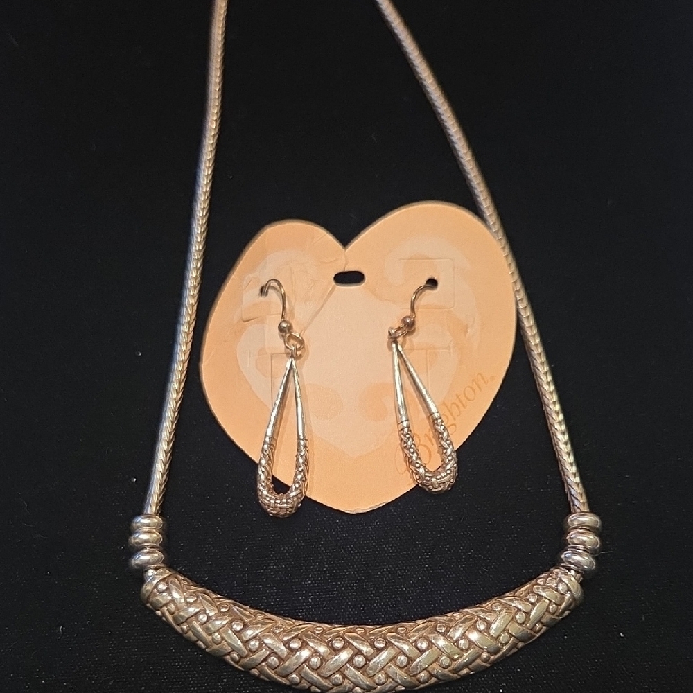 Brighton Silver Woven Necklace and Earring Set